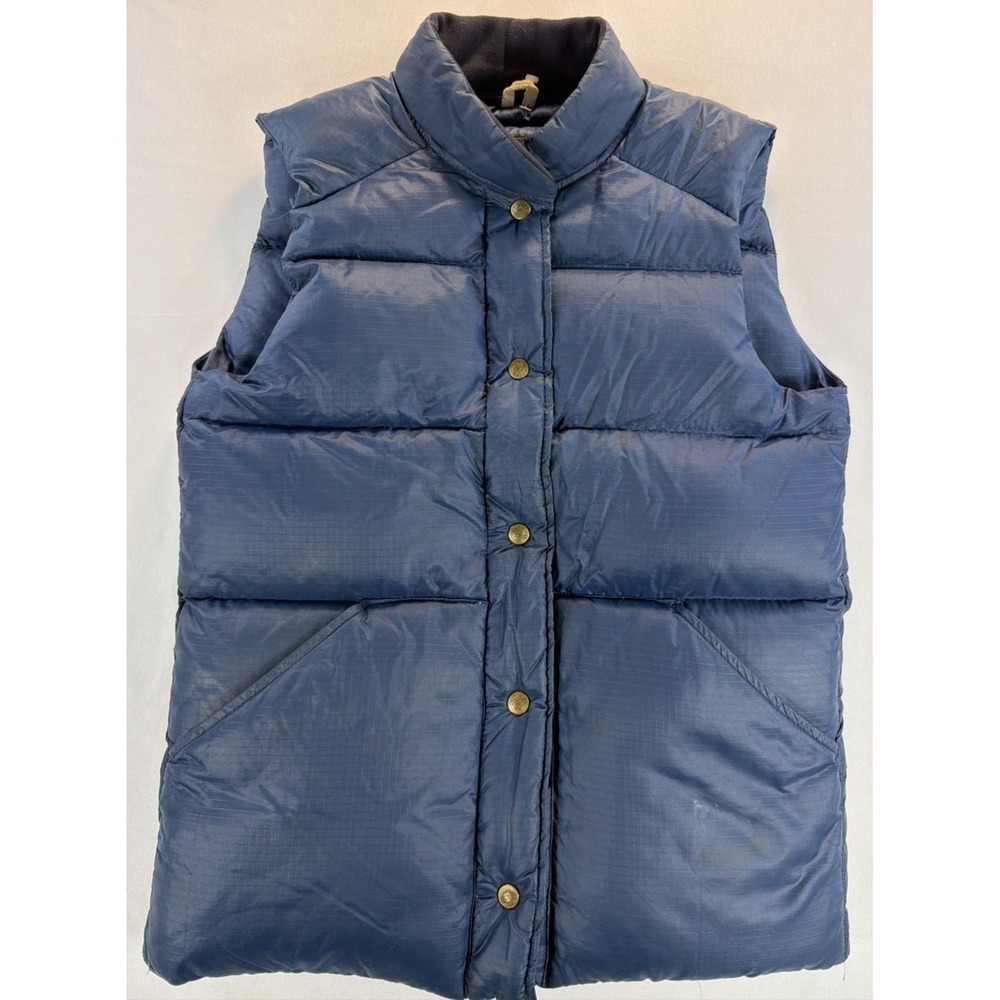 Vintage Eddie Bauer Goose Down Vest Women's Medium Blue Puffer Snap Front